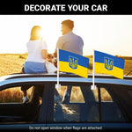Load image into Gallery viewer, G128 2 Pack: Ukraine Ukrainian Coat of Arms Car Flag  11x17 In  Double LiteWeave Pro Series Double Sided Printed 150D Polyester  Flagpole Included  Perfect for Festival Celebrations, Parades