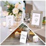 Load image into Gallery viewer, Silver Table Numbers 1 30 for Wedding Reception Silver Foil Table Number Cards 4x6 in with Head &amp; Gift Table Restaurant Table Numbers Wedding Numbers for Tables Card Stock Wedding Table Numbers