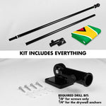 Load image into Gallery viewer, G128 Combo Pack: 6 Ft Tangle Free Aluminum Spinning Flagpole (Black) &amp; Guyana Guyanese Flag 3x5 Ft, LiteWeave Pro Series Printed 150D Polyester  Pole with Flag Included