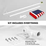 Load image into Gallery viewer, G128 Combo Pack: 6 Ft Tangle Free Aluminum Spinning Flagpole (White) &amp; American USA Flag 3x5 Ft, LiteWeave Pro Series Printed 150D Polyester, 4 Corner Brass Grommets  Pole with Flag Included