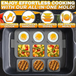 Load image into Gallery viewer, Silicone Egg Rings for Frying Eggs 16.5 x8.9 inch 6 Ring Removable Silicone Egg Molds for Griddle 12 Shapes 6 Round &amp; 6 Square Non Stick &amp; Heat Resistant Ergonomic Handles for Easy Cooking
