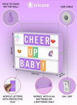 Load image into Gallery viewer, Purple Cinema Light Box with 312 Letters Emojis 3 Markers Led Light Box Sign