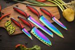 Load image into Gallery viewer, Kitchen Knife Set Professional Titanium Coated Stainless Steel Blades Dishwasher Safe Safety Sheaths 5 Knives