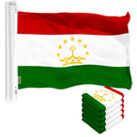 Load image into Gallery viewer, G128 5 Pack: Tajikistan Tajikistani Flag  3x5 Ft  LiteWeave Pro Series Printed 150D Polyester  Country Flag, Vibrant Colors, Brass Grommets, Thicker and More Durable Than 100D 75D Polyester