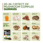 Load image into Gallery viewer, Purawex Mushroom Gummies, 20 in 1 Mushroom Complex 1050 MG, Cordyceps, Reishi,