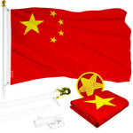 Load image into Gallery viewer, G128  6 Feet Tangle Free Spinning Flagpole (White) China Flag Brass Grommets Embroidered 3x5 ft (Flag Included) Aluminum Flag Pole