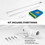 Load image into Gallery viewer, G128 Combo Pack: 6 Ft Tangle Free Aluminum Spinning Flagpole (Silver) &amp; Rwanda Rwandan Flag 3x5 Ft, LiteWeave Pro Series Printed 150D Polyester  Pole with Flag Included