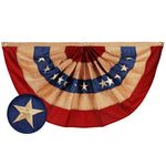 Load image into Gallery viewer, USA Tea Stained Pleated Fan Flag 2x4FT Burlap Embroidered Polyester Stars and Stripes