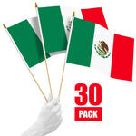 Load image into Gallery viewer, G128 30 Pack Handheld Mexico Mexican Stick Flags  12x18 In  Printed 150D Polyester, Country Flag, Solid Wooden Stick, Spear Gold Tip