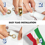 Load image into Gallery viewer, G128 Combo Pack: 6 Ft Tangle Free Aluminum Spinning Flagpole (White) &amp; Iran Lion Iranian Lion Flag 3x5 Ft, LiteWeave Pro Series Printed 150D Polyester  Pole with Flag Included