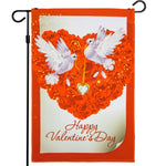 Load image into Gallery viewer, G128  Valentine's Day Garden Flag, Valentine Themed Decorations  Doves in Love,   12x18 Inch  Printed 150D Polyester  Rustic Holiday Seasonal Outdoor Flag