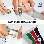 Load image into Gallery viewer, Flag Pole 6FT Silver Tangle Free &amp; Kenya Kenyan Flag 3x5 Ft Combo Printed 150D Polyester By G128