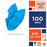 Load image into Gallery viewer, Disposable Shoe Covers for Indoors Outdoors 16x6 inch 100 Pack Blue Boot Covers