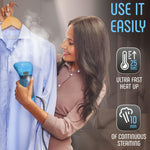 Load image into Gallery viewer, Clothing Steamer Travel Size Vacation Essentials Handheld Small Blue Steam Iron