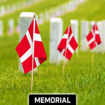 Load image into Gallery viewer, G128 30 Pack Handheld Denmark Danish Stick Flags  12x18 In  Printed 150D Polyester, Country Flag, Solid Wooden Stick, Spear Gold Tip