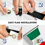 Load image into Gallery viewer, G128 Combo Pack: 5 Ft Tangle Free Aluminum Spinning Flagpole (Black) &amp; Mexico Mexican Flag 2.5x4 Ft, Double ToughWeave Series Double Sided Embroidered 210D Polyester  Pole with Flag Included