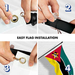 Load image into Gallery viewer, G128 Combo Pack: 6 Ft Tangle Free Aluminum Spinning Flagpole (Black) &amp; Mozambique Mozambican Flag  3x5 Ft LiteWeave Pro Series Printed 150D Polyester  Pole with Flag Included