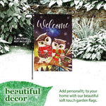 Load image into Gallery viewer, G128 Garden Flag Welcome Cozy Owls with Scarves  12x18 Inch  Printed Blockout Polyester  Christmas Decoration