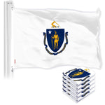 Load image into Gallery viewer, G128 5 Pack: Massachusetts MA State Flag  3x5 Ft  LiteWeave Pro Series Printed 150D Polyester  Indoor/Outdoor, Vibrant Colors, Brass Grommets, Thicker and More Durable Than 100D 75D Polyester