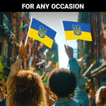 Load image into Gallery viewer, G128 2 Pack: Ukraine Ukrainian Coat of Arms Car Flag  11x17 In  Double LiteWeave Pro Series Double Sided Printed 150D Polyester  Flagpole Included  Perfect for Festival Celebrations, Parades