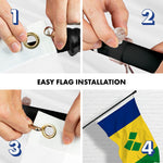 Load image into Gallery viewer, G128 Combo Pack: 6 Ft Tangle Free Aluminum Spinning Flagpole (Black) &amp; Saint Vincent and the Grenadines Vincentian Flag  3x5 Ft LiteWeave Pro Series Printed 150D Polyester  Pole with Flag Included