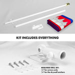 Load image into Gallery viewer, G128 Combo Pack: 6 Ft Tangle Free Spinning Flagpole (White) &amp; Cambodia Flag 3x5 Ft Printed 150D Polyester, Brass Grommets (Flag Included) Aluminum Flag Pole