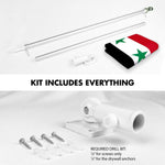 Load image into Gallery viewer, G128 Combo Pack: 6 Ft Tangle Free Aluminum Spinning Flagpole (Silver) &amp; Syria Syrian Flag 3x5 Ft, LiteWeave Pro Series Printed 150D Polyester  Pole with Flag Included