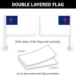 Load image into Gallery viewer, G128 2 Pack: Christian Car Flag  11x17 In  Double LiteWeave Pro Series Double Sided Printed 150D Polyester  Flagpole Included  Perfect for Festival Celebrations, Parades