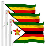 Load image into Gallery viewer, G128 3 Pack: Zimbabwe Zimbabwean Flag  3x5 Ft  LiteWeave Pro Series Printed 150D Polyester  Country Flag, Vibrant Colors, Brass Grommets, Thicker and More Durable Than 100D 75D Polyester