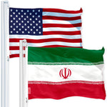 Load image into Gallery viewer, G128 Combo Pack: USA American Flag 3x5 Ft 150D Printed Stars &amp; Iran (Iranian) Flag 3x5 Ft 150D Printed