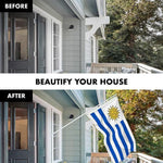 Load image into Gallery viewer, G128 Combo Pack: 6 Feet Tangle Free Spinning Flagpole (White) Uruguay Uruguay Flag 3x5 ft Printed 150D Brass Grommets (Flag Included) Aluminum Flag Pole