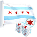 Load image into Gallery viewer, G128 Chicago Flag 3x5 Ft 10Pack Heavy Duty Spun Polyester 220GSM Embroidered Tough, Durable, Indoor/Outdoor, Vibrant Colors, Brass Grommet
