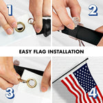 Load image into Gallery viewer, G128 Combo Pack: 5 Ft Tangle Free Aluminum Spinning Flagpole (Black) &amp; American USA Flag 2x3 Ft, LiteWeave Pro Series Printed 150D Polyester  Pole with Flag Included