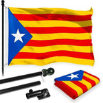 Load image into Gallery viewer, Flag Pole 6FT Black Tangle Free &amp; Blue Estelada Flag 3x5 Ft Combo Printed 150D Polyester By G128