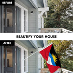Load image into Gallery viewer, G128 Combo Pack: 6 Ft Tangle Free Aluminum Spinning Flagpole (White) &amp; Antigua and Barbuda Antiguan and Barbudan Flag  3x5 Ft LiteWeave Pro Series Printed 150D Polyester  Pole with Flag Included