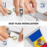 Load image into Gallery viewer, Combo Pack 6 Ft Tangle Free Spinning Flagpole Silver Moldova Flag 3x5 Ft
