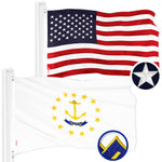 Load image into Gallery viewer, G128 Combo Pack: American USA Flag 3x5 Ft &amp; Rhode Island No Golden Border State Flag 3x5 Ft  Both ToughWeave Series Embroidered Polyester, Brass Grommets