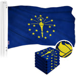 Load image into Gallery viewer, G128 5 Pack: Indiana IN State Flag  2x3 Ft  ToughWeave Series Embroidered 300D Polyester  Embroidered Design, Indoor/Outdoor, Brass Grommets
