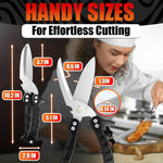 Load image into Gallery viewer, 4 in 1 Multi Use Kitchen Shears for Food Heavy Duty Sharp Seafood Fish Turkey Chicken Shears with Non Slip Metal Handle Micro Serrated Blades Spring Loaded Safety Lock Bone Scissors Black