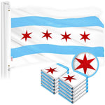 Load image into Gallery viewer, G128 Chicago Flag 3x5 Ft 10Pack Embroidered 300D Embroidered Stars, Sewn Stripes, Brass Grommets, Indoor/Outdoor, Vibrant Colors, Quality Polyester