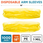 Load image into Gallery viewer, Yellow Disposable Arm Sleeves 18 Inch 100 Pack Waterproof Sleeve Elastic Wrists
