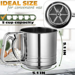 Load image into Gallery viewer, 5 Cup Flour Sifter for Baking – Large Capacity Flour Sifter Stainless Steel (5.1  x 5.1 ) with Double Mesh – One Hand Operation Designed for Quick &amp; Easy Sifting