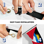 Load image into Gallery viewer, G128 Combo Pack: 6 Ft Tangle Free Aluminum Spinning Flagpole (Black) &amp; Antigua and Barbuda Antiguan and Barbudan Flag  3x5 Ft LiteWeave Pro Series Printed 150D Polyester  Pole with Flag Included