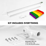 Load image into Gallery viewer, G128 Combo Pack: 6 Ft Tangle Free Aluminum Spinning Flagpole (Silver) &amp; LGBT Rainbow Pride Flag 3x5 Ft, LiteWeave Pro Series Printed 150D Polyester  Pole with Flag Included