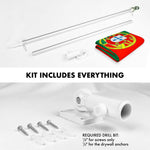 Load image into Gallery viewer, G128 Combo Pack: 6 Ft Tangle Free Aluminum Spinning Flagpole (Silver) &amp; Portugal Portuguese Flag 3x5 Ft, Double ToughWeave Series Double Sided Embroidered 210D Polyester  Pole with Flag Included