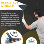 Load image into Gallery viewer, Wall Mop Cleaner with Long Handle Adjustable 31–79 Inch Flat Microfiber Wall Cleaner Mop Dark Green Stainless Steel Handle Walls Ceiling and Floor Use