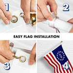 Load image into Gallery viewer, Combo Pack: 5 Ft Tangle Free Aluminum Spinning Flagpole (White) &amp; Betsy Ross 1776 Flag 2.5x4 Ft, ToughWeave Series Embroidered 300D Polyester  Pole with Flag Included