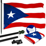 Load image into Gallery viewer, G128 Combo Pack: 5 Ft Tangle Free Aluminum Spinning Flagpole (Black) &amp; Puerto Rico Puerto Rican Flag 2.5x4 Ft, ToughWeave Series Embroidered 300D Polyester  Pole with Flag Included