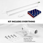 Load image into Gallery viewer, G128 Combo Pack: 6 Ft Tangle Free Aluminum Spinning Flagpole (Silver) &amp; American USA TeaStained Flag 3x5 Ft, LiteWeave Pro Series Printed 300D Polyester  Pole with Flag Included