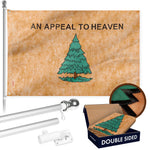 Load image into Gallery viewer, G128 Combo Pack: 6 Ft Tangle Free Aluminum Spinning Flagpole (Silver) &amp; An Appeal to Heaven TeaStained Flag 3x5 Ft, Double ToughWeave Pro Series DS Embroidered 420D Poly  Pole with Flag Included